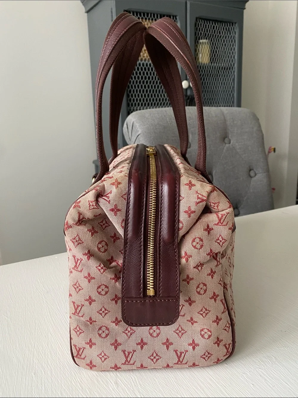 Louis Vuitton Mini Lin Josephine GM Cherry & Bordeaux Canvas with COA